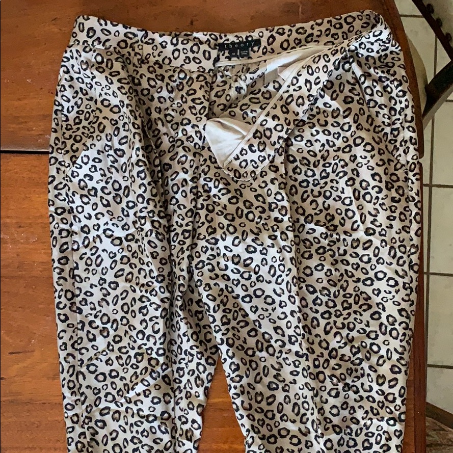 Leopard Print Theory Silk Pants